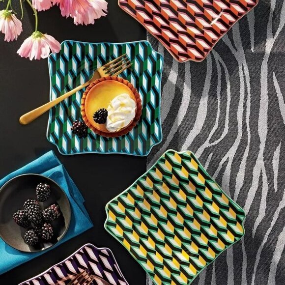 DVF‎ for Target Arrow Geo 4pc Dessert Plate Set- Diane Von Furstenberg - Picture 4 of 7